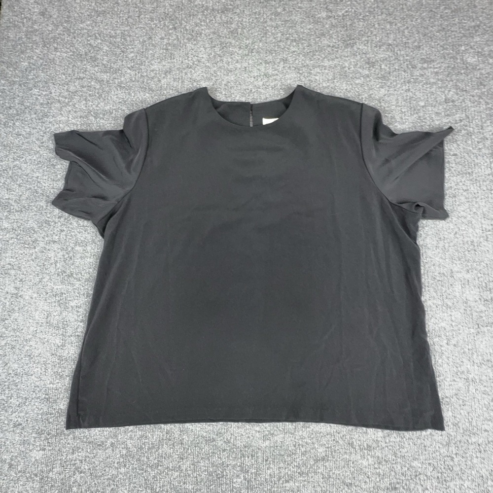 Graver Studio Blouse Womens 3X Black Flutter Sleeve Round Neck Basic Top Plus